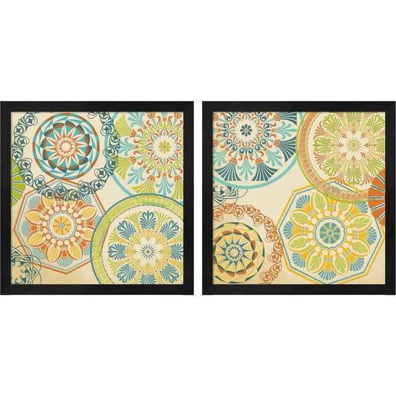Great Art Now Spirographics Square by SD Graphics Studio, 2 Piece Framed Art Set Each 13"W x 13"H