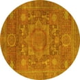 thumbnail image 1 of Ahgly Company Machine Washable Indoor Round Oriental Yellow Modern Area Rugs, 6' Round, 1 of 4