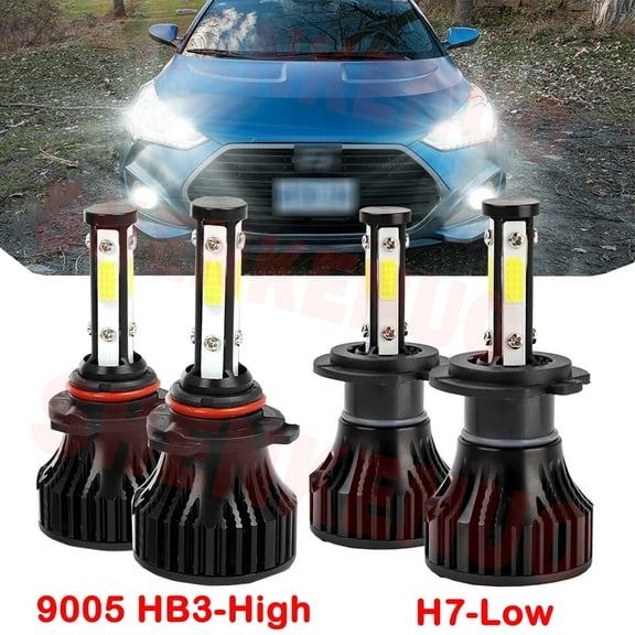 9005 H7 LED Headlight Bulbs for Hyundai Veloster 2019-2020 High&Low Beam 4pcs