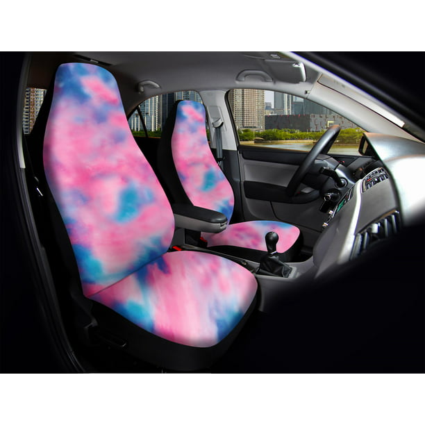Auto Drive 5pc Seat Cover Kit Summer Sunset Tie Dye Colorful Polyester Universal Fit Com - Tie Dye Car Seat Covers Full Set