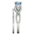 thumbnail image 3 of 1.89 ct Brilliant Round Cut Blue Moissanite 18K White Gold Solitaire with Accents Engagement Bridal Wedding Ring Band Set size 11, 3 of 7