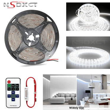 NSDXCT White LED Strip Lights, Upgraded 16.4ft Dimmable LED Light Strip Bright Daylight White, Strong Adhesive