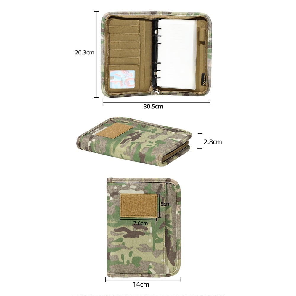 Padfolio Ring Binder of Loose-Leaf Paper, Weatherproof, Tactical Notebook with Zippered for Folders, Business Cards Refillable 6-Ring Notepad(A6 Size)(20.3*14*2.8cm, Only one laptop sleeves)