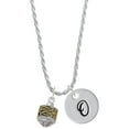 thumbnail image 1 of Delight Jewelry Two-tone Celtic Knot Band Two-tone Spinner Silvertone Script Initial Disc - O - Charm Necklace, 20"+3", 1 of 4