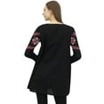 thumbnail image 3 of Bimba Women's Short Black Boho Tunic Embroidery Long Sleeve Top Casual Wear-4, 3 of 5