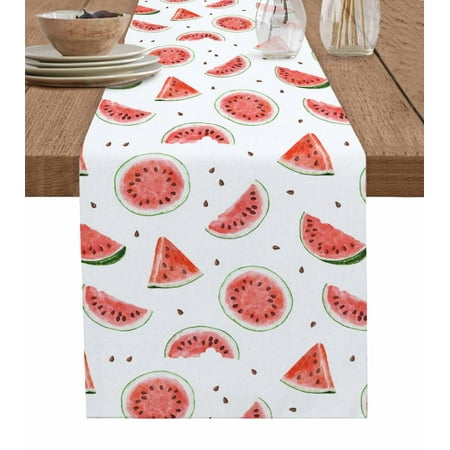 

Summer Watermelon Watercolor Texture Linen Table Runners Kitchen Table Decoration Dining Table Runner Wedding Party Supplies