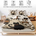 thumbnail image 5 of King Size Fitted Sheet Set - Funny Ghost Halloween 3 Piece Bedding Sets 16" Deep Pocket Fitted Sheet with 2 Pillowcases, Black Cats Skull Vintage Brushed Microfiber Hotel Luxury Bed Sheets, 5 of 9