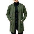 thumbnail image 2 of TKKCS Mens Button Down Cardigan Jacket Crew Neck Mid‑Length Fall Winter Long Sleeve Casual Outerwear with Pockets Green XL, 2 of 7