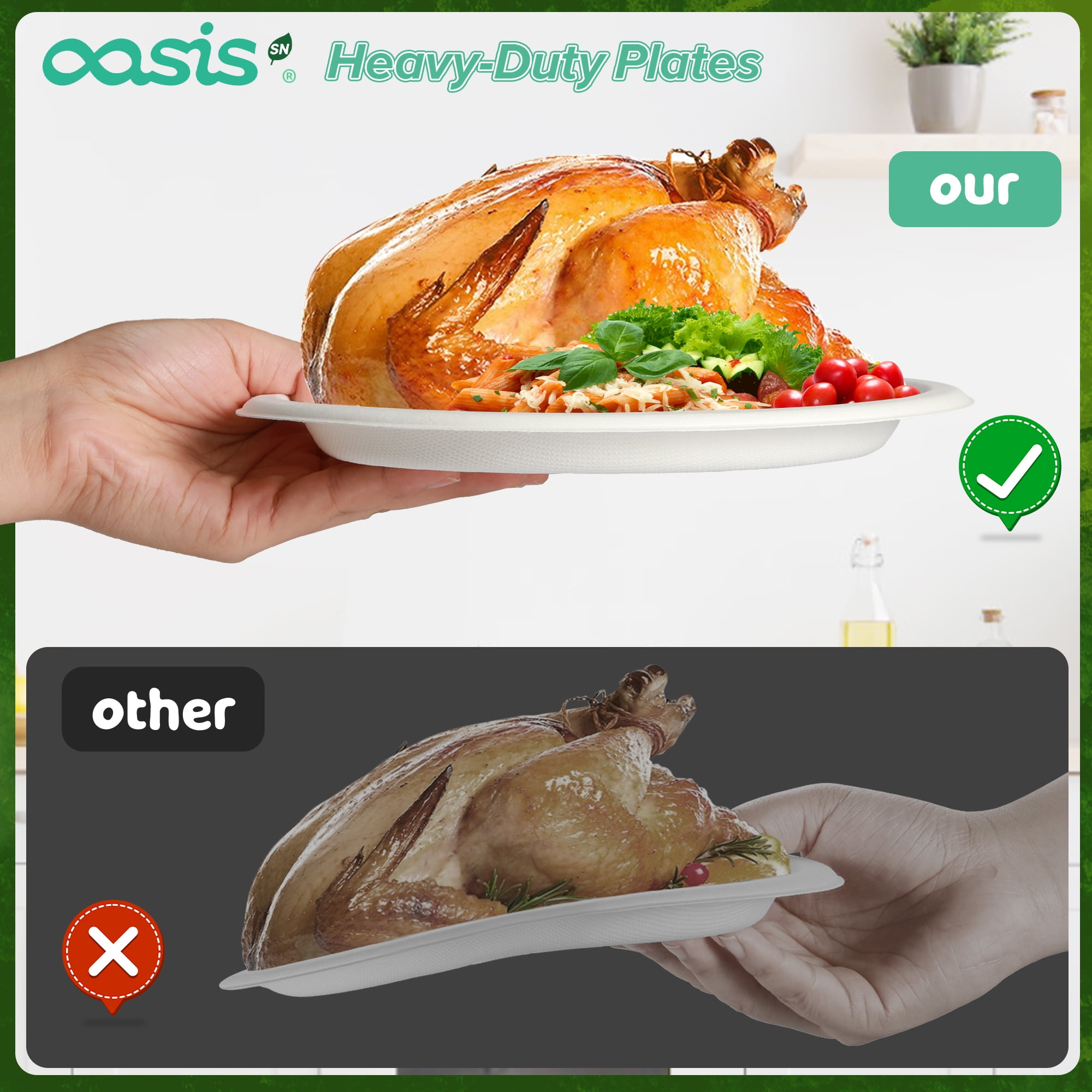 120PCS Compostable Paper Plates,OasisSN Disposable 6 in and 9 in Paper Plates Set,Heavy Duty Paper Plates ,Eco-Friendly Dinner Round Paper Plates for Bbq,Picnic,Party,Breakfast