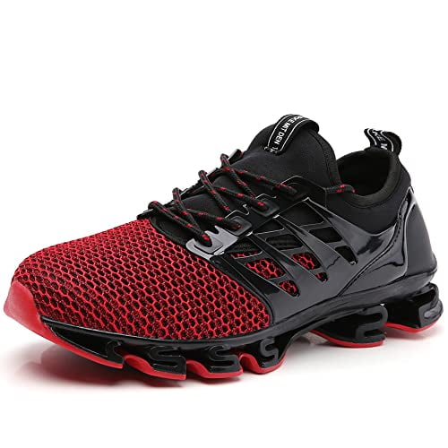 SKDOIUL Jogging Sneakers Men Black and red Sneakers for Men Big Children Boys Sneakers mesh Breathable Youth Mens Fashion Casual Walking Shoes red Size 8.5