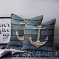 thumbnail image 2 of Pillow Covers 16x16 Set of 2, Brown Anchor Nautical Throw Pillow Covers Decorative Couch Cushion Cover, Vintage Coastal Navy Blue Wooden Microfiber Soft Square Pillowcases for Bedroom Sofa, 2 of 7