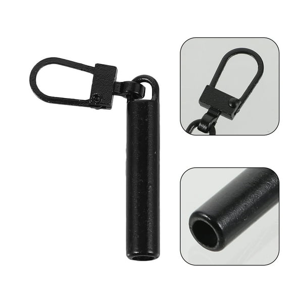 SEWACC 10Pcs Zipper Parts Zipper Pull Tab Black Zinc Alloy Replacement Clothes Repairing Zippers