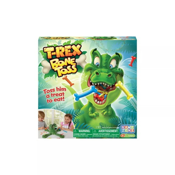 Game Zone T-Rex Bone Toss For 2-4 Players, Ages 3 , Multiplayer, Kids & Family.
