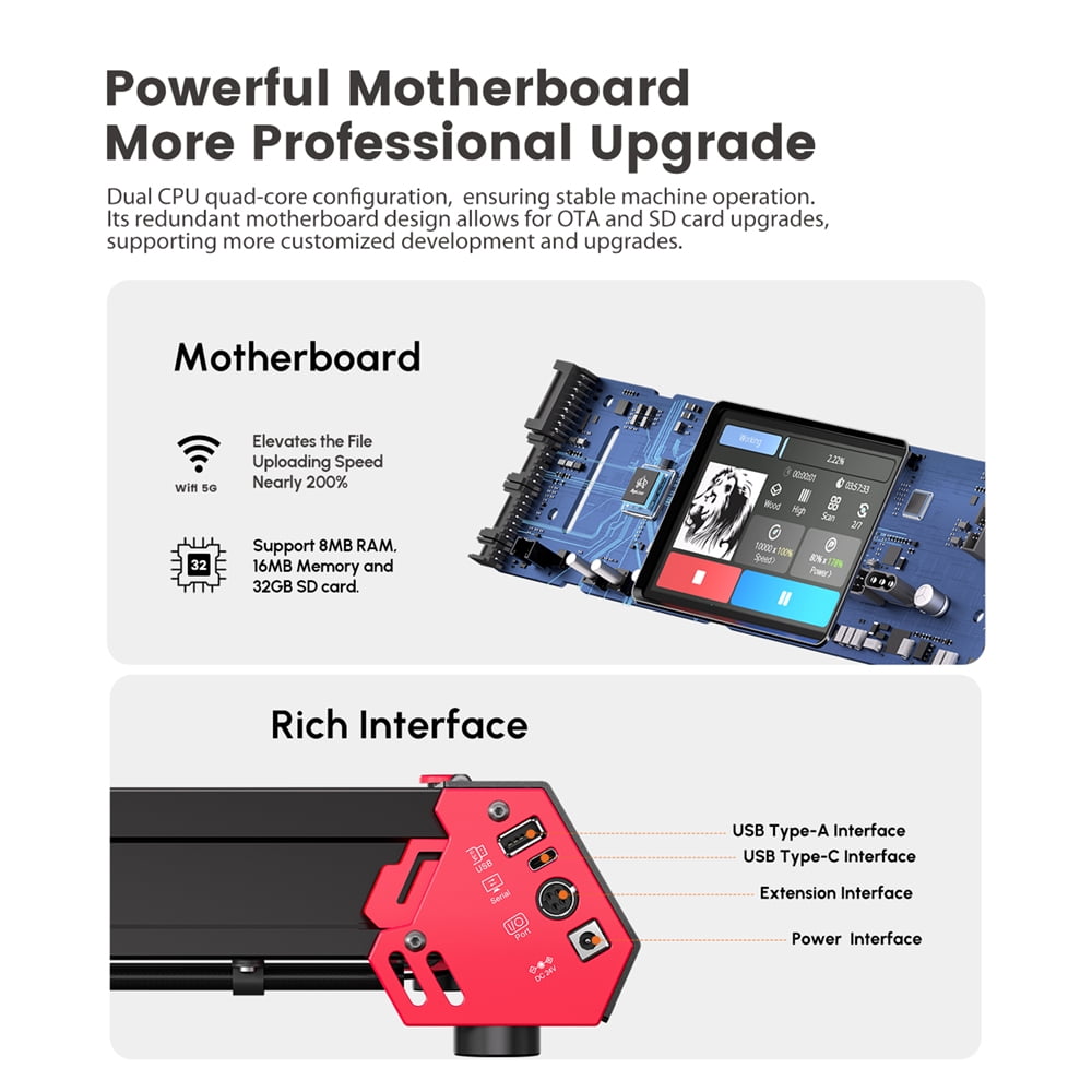 Algo Alpha MK2 All-in-One 22W Engraver, Smart Touch Screen, Air Assist, Honeycomb, Roller, Raisers & Plywood for Engraving Cutting, Machine for DIY and Business