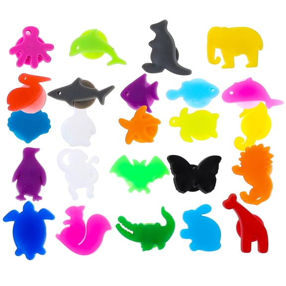 OFFIGAM 24-Pack Silicone Glass Markers in Assorted Colors for Drink Identification, Cup Tags, and Party Accessories