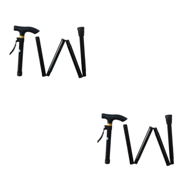 Seitruly Muletas Trekking Aleación de aluminio ajustable Bastones antideslizantes plegables Accesorios de senderismo Bastones portátiles para Negro 2Conjunto