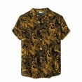 thumbnail image 4 of Mens Pique Shirts Fashion Large Size Lapel Button Short Sleeve Printed Mens Graphic T-Shirts,Gold,2XL, 4 of 7
