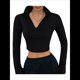 thumbnail image 1 of Camisas de Larga para Mujer, Blusas Informales de Negocios con Cuello en V, Suéter de Punto Acanalado, Blusas Ajustadas, Ropa Y2k Negro L, 1 of 8