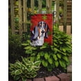 thumbnail image 2 of Basset Hound Red and Green Snowflakes Holiday Christmas Garden Flag, 2 of 2