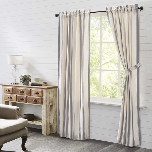 VHC Brands Grace Grain Sack Stripe Long Panel Set of 2 84x40
