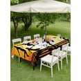 thumbnail image 4 of Outdoor Tablecloth with Umbrella Hole for Patio/Picnic/Party/Camping, Players Silhouette Waterproof Table Cloth Rectangle Table Cover Washable, Orange Yellow Sunset Glow Football (54"x 80"), 4 of 9