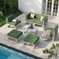 thumbnail image 4 of Techmilly Aluminum Patio Furniture, Metal Patio Conversation Set with Waterproof Cover, 5 Inch Thick Cushions , Modern Outdoor Furniture for Deck & Backyard, Green, 4 of 7