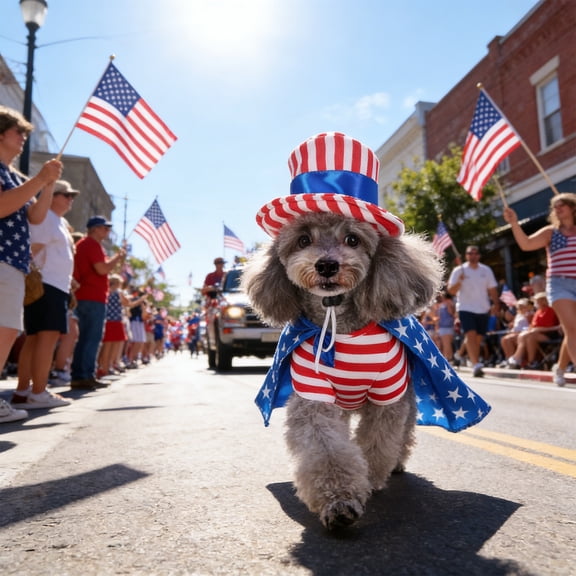Independence Day Pet Clothing Set with Hat Star Print Pet Dress for Holiday Party Festival Pet Apparel