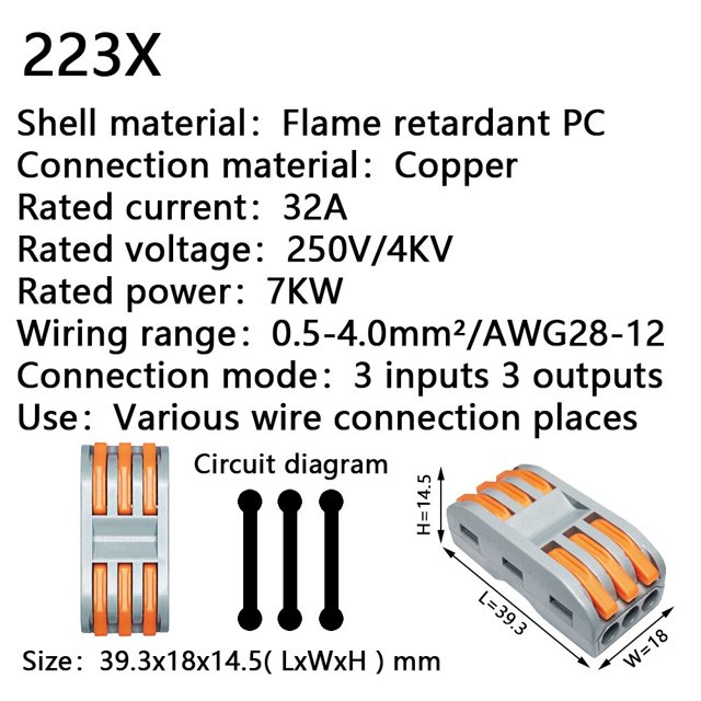 Conector de Cable compacto Universal 222X 212, conexión de cableado, iluminación, bloque de terminales de Conductor Push-in, Mini conector de Cable rápido