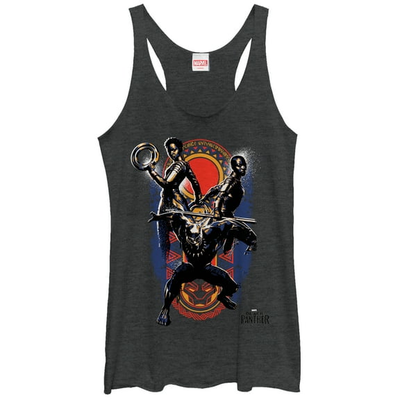 Women's Marvel Black Panther 2018 Allies  Racerback Tank Top Black Heather 2X Large