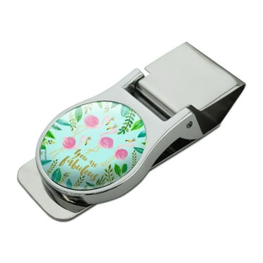 You are Fabulous Flamingos Princesses Crowns Satin Chrome Plated Metal Money Clip
