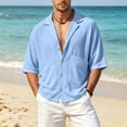 thumbnail image 6 of Lenpel Men's Button down Shirts Half Sleeve Deep V Neck Notched Collared Beach Vacation Shirts Casual Summer Tops with Pockets, 6 of 7