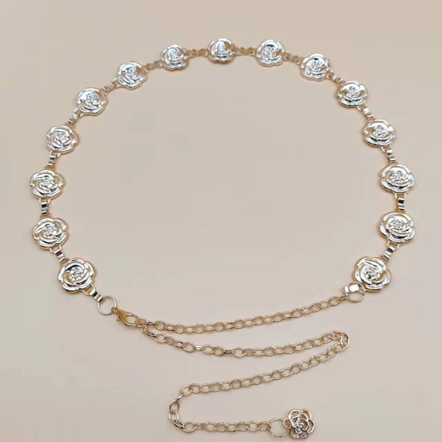 Cadena de metal rosa para cintura, accesorio para falda, cadena para traje a juego, sencilla y atmosférica, con personalidad para mujer