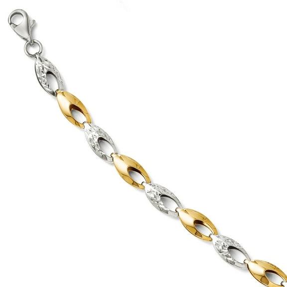 14K Two-Tone Gold bracelet Fancy Diamond-cut 7 in 5 mm