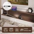 thumbnail image 5 of Full Bed Frame with Storage Headboard and Charging Station, LED Full Platform Bed with Wood Slat Support for 550lbs Weight Capacity, No Box Spring Needed, Easy Assembly, Brown and White, 5 of 11
