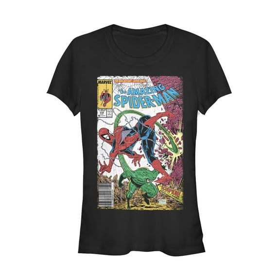 Junior's Marvel Spider-Man vs Scorpion Comic Book  Graphic Tee Black Large