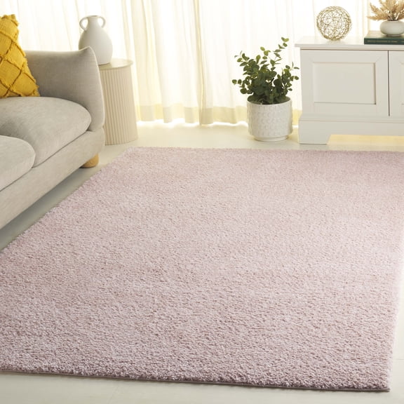 SAFAVIEH Decora Shaggy Finola Solid Shag Area Rug, Pink, 6'7" x 6'7" Square