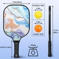 thumbnail image 4 of Pickleball Paddles Set Of 2, Fiberglass Surface, Turquoise Marble Pattern, 4 Balls & Bag, 4 of 5