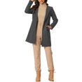 thumbnail image 2 of INSPIRE CHIC Women's Half Lapel Long Sleeves One Button Winter Mid-Length Overcoat L Deep Gray, 2 of 5