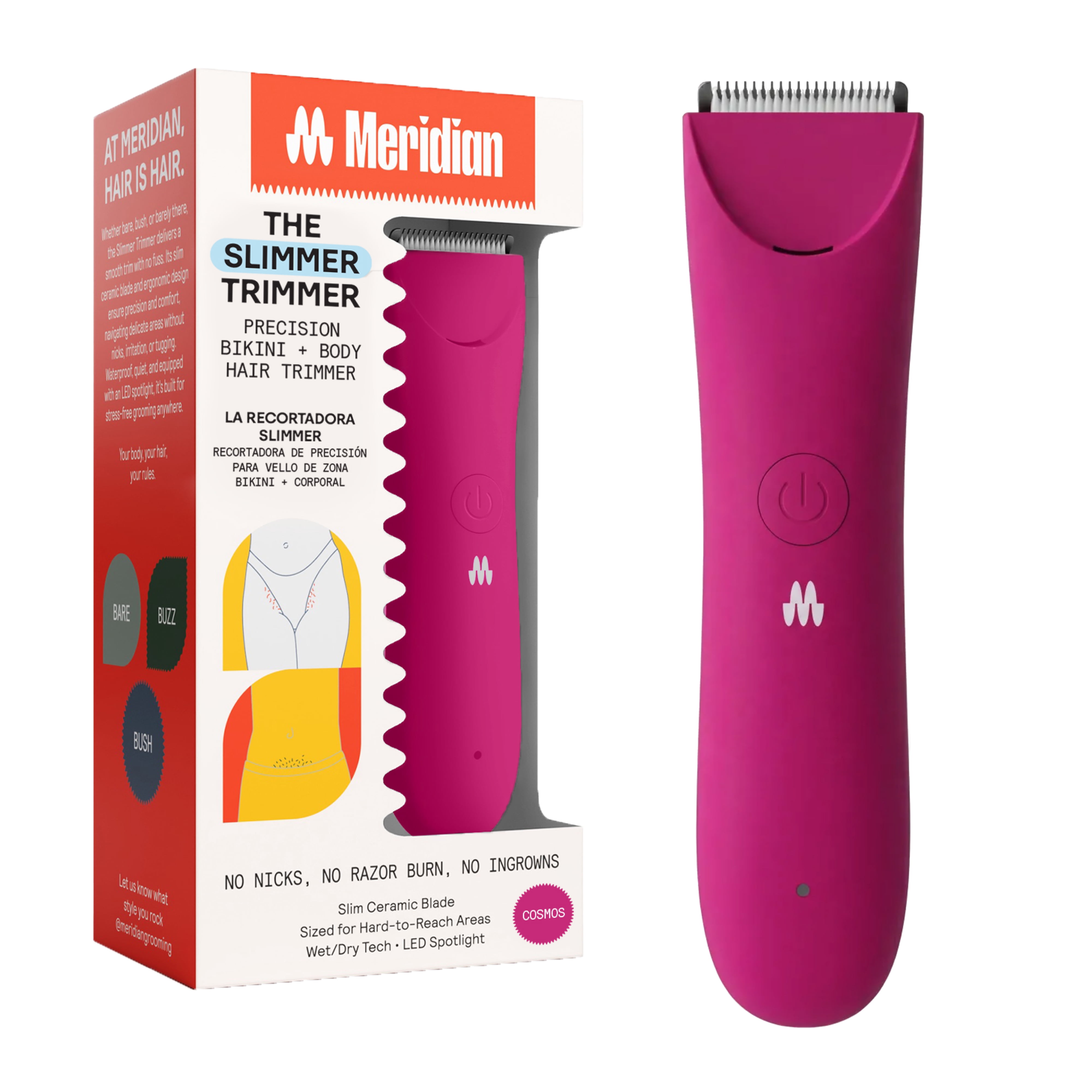 Meridian Slimmer Trimmer Bikini & Body Hair Grooming Shaver, USB Rechargeable Electric Shaver for Women & Men, Cosmos