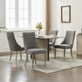 thumbnail image 4 of Set of 2 Upholstered Dining Chairs Gray Channel Tufted High Back Accent Kitchen Chairs Stainless Steel Legs Comfy Fabric Velvet Dining Room Chairs for Breakfast Nook Modern Home Furniture, 4 of 20