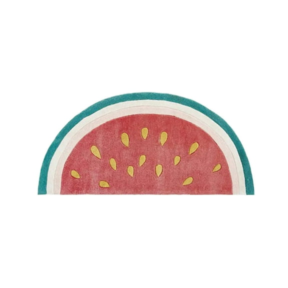 Bath Mat Cute Shower Rug, Funny Fruit Rug, Soft Shaggy Plush Fluffy Bath Mat, Absorbent, Non-Slip for Bathroom, Kitchen Sink, Bedroom, Kid's Bedroom, and Living Room, 12"x20", Watermelon