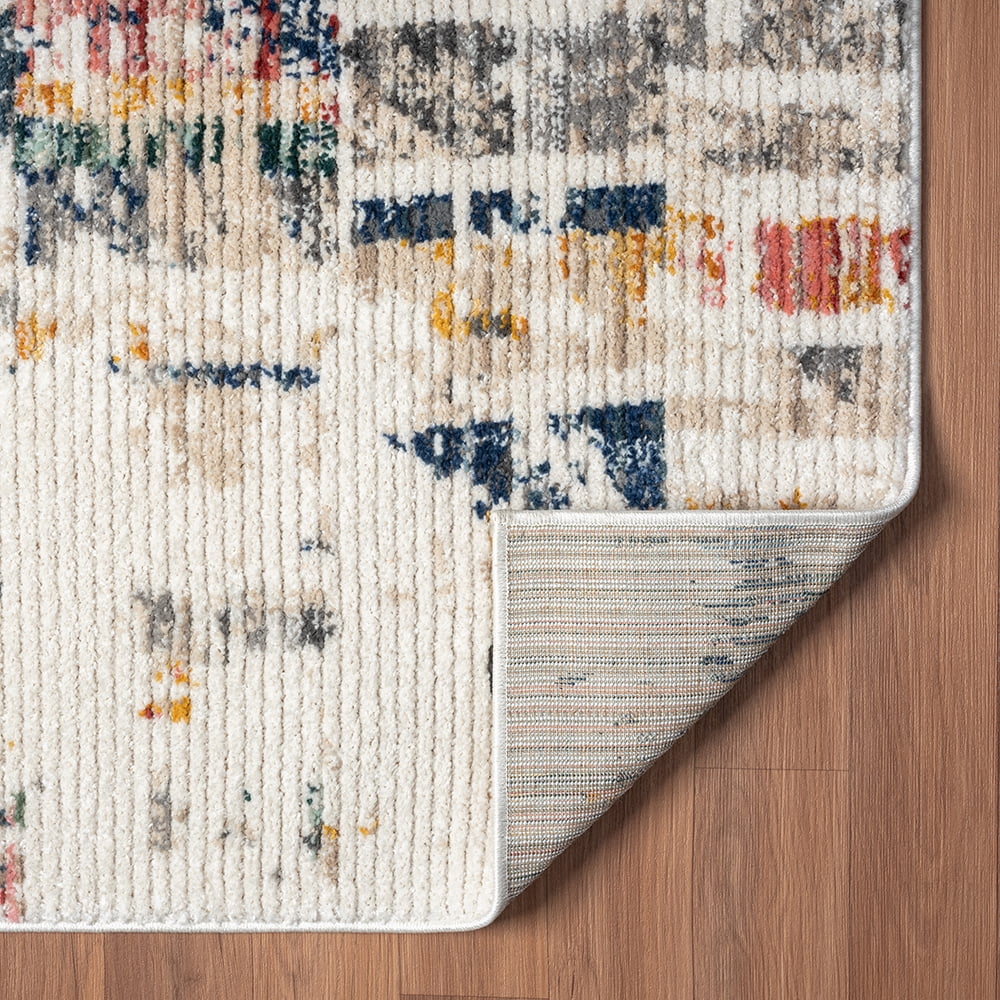 Ox Bay and Evette Rios Bellamy 5' x 7' Blue/Orange Abstract Durable Performance Indoor Area Rug