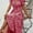 Red, variant on ZOELNIC Womens Floral Summer Dress Casual Wrap V Neck Short Sleeve Belted Beach Bohemian Maxi Dress, S