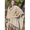 thumbnail image 2 of Gift for Mom Fleece Wearable Throw Poncho - Throw Blanket Fringed Wrap - Fleece Cape - Gavotte Home (Beige), 2 of 6