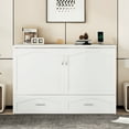 thumbnail image 3 of Queen Size Murphy Bed Wall Bed With Drawer And A Set Of Sockets & Usb Ports, Pulley Structure Design, White, 3 of 9