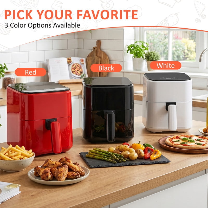Parcus 3QT Digital Air Fryer – 400℉ max, auto shut-off, nonstick dishwasher-safe basket, bake & reheat -Black