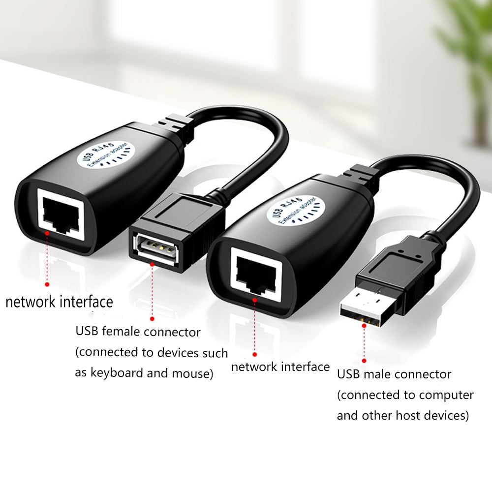 Male/Female USB to RJ45 Extender USB 2.0 Extension Ethernet Network ...
