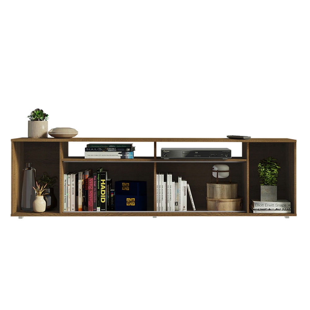 Madesa Large Entertainment Center with 1 Sliding Door, 5 Shelves and Open Shelves for 65, 75 Inch Media Storage Gaming Media Console Living Room and Bedroom Modern Wooden Television Stand - Rustic