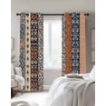 thumbnail image 3 of Boho Flower Stripe Blackout Curtains 84 Inches Long for Bedroom, Bohemian Ethnic Retro Patterns Thermal Insulated Room Darkening Black Out Window Curtain Panels Grommet Drapes for Living Room, 3 of 8