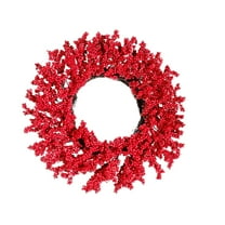 20" Christmas Wreath, Red Berry Artificial Wreath, Handmade Front Door Wreath， for Christmas Decoration Home Indoor Outdoor Wall Window Farmhouse Holiday Winter
